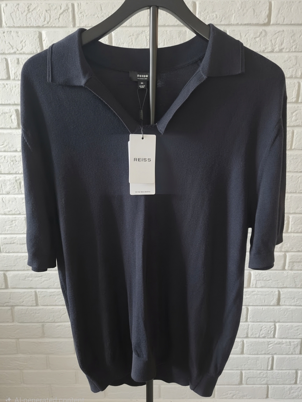 NWT Reiss Navy Polo Shirt Merino Wool